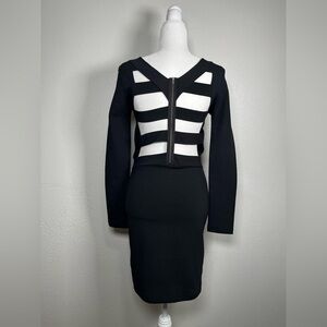 ASOS Black cutout body con long sleeve dress size 6